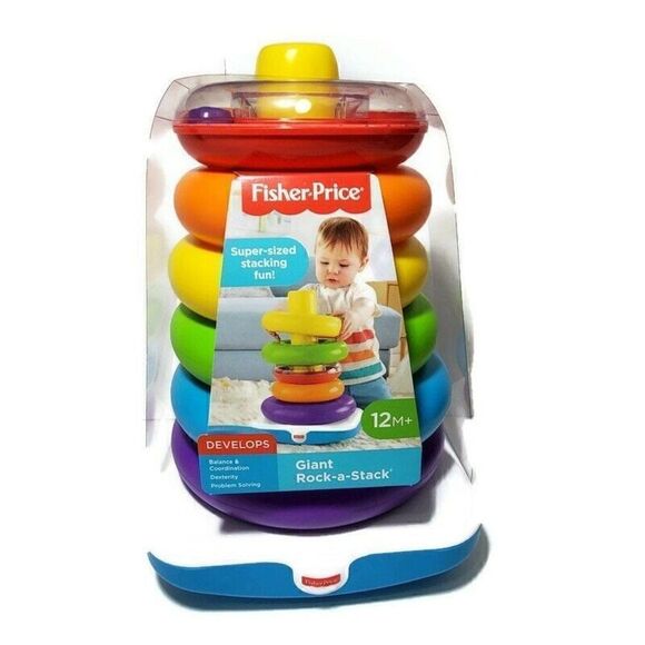 Fisher Price Giant Rock-A-Stack Baby Ring Stacker 14" Toy - Picture 1 of 10